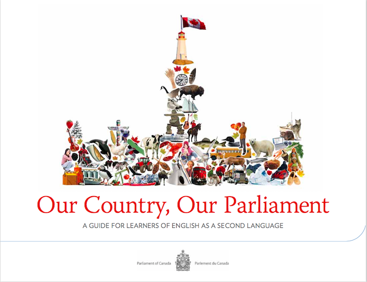 cover with Canadian symbols in shape of Canada's Parliament buildings
